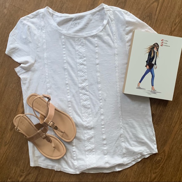 LOFT Tops - Loft white tee shirt with stitching detail